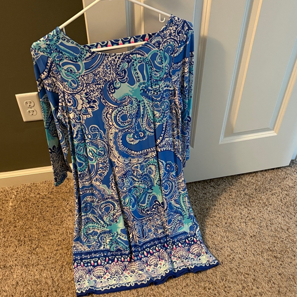 Lilly Pulitzer Blue and Green Long Sleeve Dress